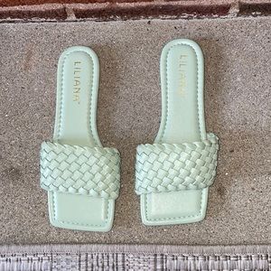 Sage flat sandals, brand new